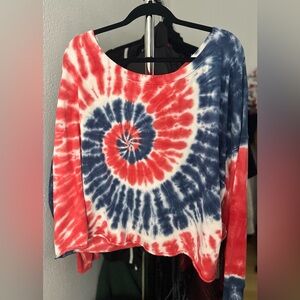 Woman’s Red, White & Blue Tie Dye Crewneck Sweatshirt